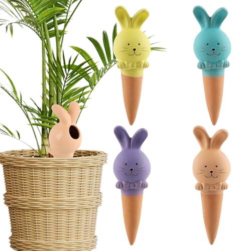 FairyPeach 4-pcs Tonkegel Bewässerung, Wiederverwendbare Tonspitzen Bewässerung, Pflanzen Bewässerung Automatisch, Bewässerungszubehör, Tulpendesign, für Blumen, Topfpflanzen und Gartenpflanzen von FairyPeach