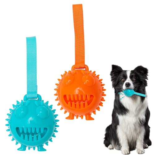 Falafoty Hundespielzeug 2 Pcs Orange und Blau Squeaky Hundespielzeug Durable Naturkautschuk Zahnbürste Pflege Spielzeug für Haustiere Interaktive Reinigung Kauspielzeug für alle Rassen Größen Hund von Falafoty