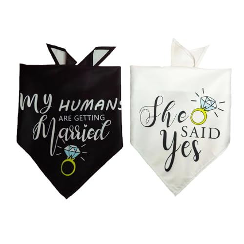 Hund Hochzeit Bandana, 2 Stück “My Humans Are Getting Married She Said Yes” Haustierschal, Dreieckiges Halsband, Haustierzubehör für Hundeliebhaber Mittelgroße und Große Hunde und Katzen von Falafoty