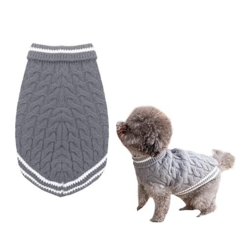 Hundepullover Rollkragen Winter Haustier Pullover für kleine Hunde Weich gestrickte Hundekleidung Warmer Pullover Kleidung für Welpen Kleine Mittlere Haustiere Kaltes Wetter Outfit (Rot) von Falafoty