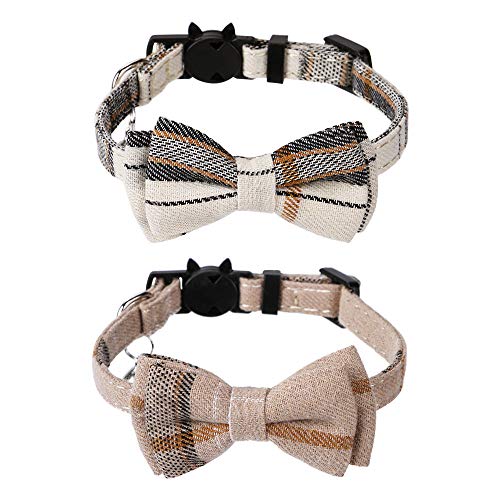 Faleela Breakaway Katzenhalsband mit Glöckchen - 2er-Pack Katzenhalsband mit Glöckchen, Katzenhalsbänder mit Bandana, Zubehör für Haustierhalsbänder, verstellbar für Katzen und kleine Hunde von Faleela