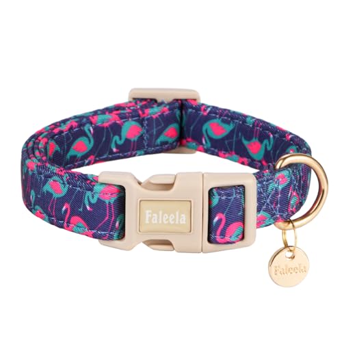 Faleela Hundehalsband – niedliches und bequemes Baumwoll-Haustierhalsband, verstellbar, leichtes Design mit Schnellverschluss-Schnalle, für kleine, mittelgroße und große Hunde – mehrere Stile von Faleela