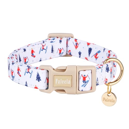 Faleela Hundehalsband – niedliches und bequemes Baumwoll-Haustierhalsband, verstellbar, leichtes Design mit Schnellverschluss-Schnalle, für kleine, mittelgroße und große Hunde – mehrere Stile von Faleela