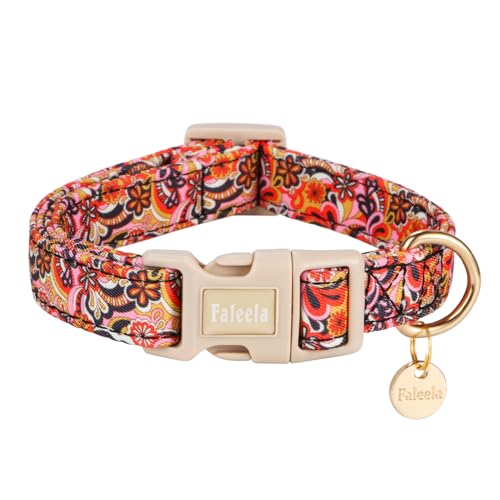 Faleela Hundehalsband – niedliches und bequemes Baumwoll-Haustierhalsband, verstellbar, leichtes Design mit Schnellverschluss-Schnalle, für kleine, mittelgroße und große Hunde – mehrere Stile von Faleela