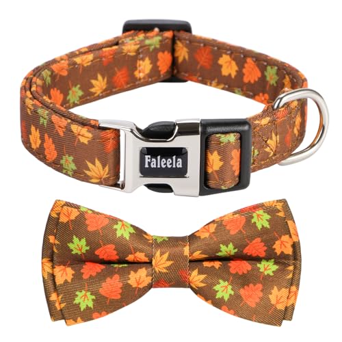 Faleela Niedliches, weiches Mädchen-Hundehalsband mit Schleife, Thanksgiving-Hundehalsband, Fliege für Jungen, abnehmbares, verstellbares Halsband für kleine, mittelgroße und große Haustiere von Faleela