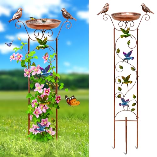 100 cm Vogeltränke mit Rankgitter für Kletterpflanzen, Metall Vogeltränke Outdoor Garten Vogeltränke Hohe Vogeltränke mit antikem Eisen abnehmbar (Color, Hummingbird) von FaloStwer