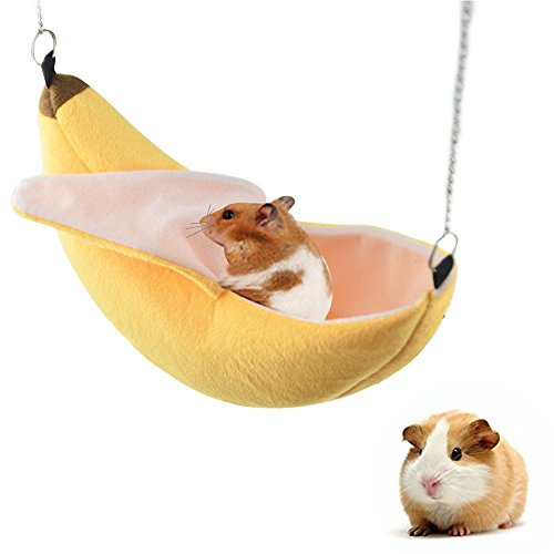 Famhome Banana Hamsterbett, Haushängematte, Kleintierbett, Käfignest, Hamsterzubehör für Zuckergleiter, Hamster, kleine Vögel, Haustiere (gelb) von Famhome