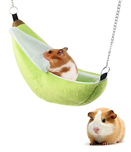 Famhome Banana Hamsterbett, Haushängematte, Kleintierbett, Käfignest, Hamsterzubehör für Zuckergleiter, Hamster, kleine Vögel, Haustiere (grün) von Famhome