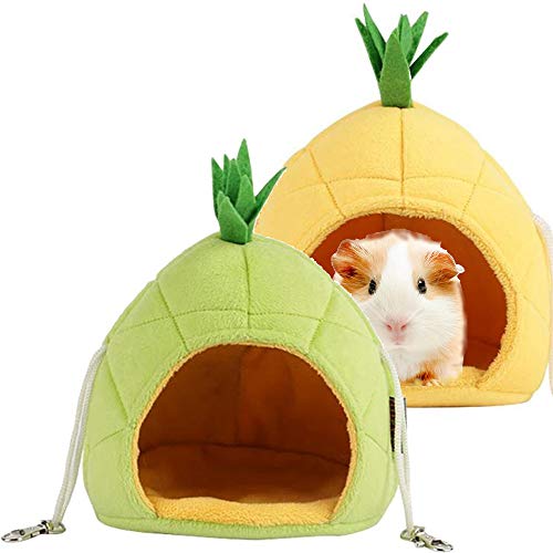 Famhome Banana Hamsterbett, Haushängematte Kleintierbett Haus Käfig Nest Hamster Zubehör Ananas 2 Stück von Famhome