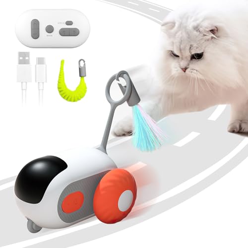 Famini Katzenspielzeug Selbstbeschäftigung, Smartyflip Katzenspielzeug mit Fernbedienung, Interaktives Katzenspielzeug USB Aufladbar, Katzenspielzeug Elektrisch für Katzen (Orange) von Famini