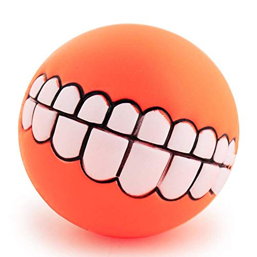 Faneli 7,5 cm Pet Hund Ball Zähne Silikon, Toy Verdickungszahnkugelhaustier klingender Spielzeughundemolaren Spaßhund beißender Spielzeugball (Orange) von Faneli