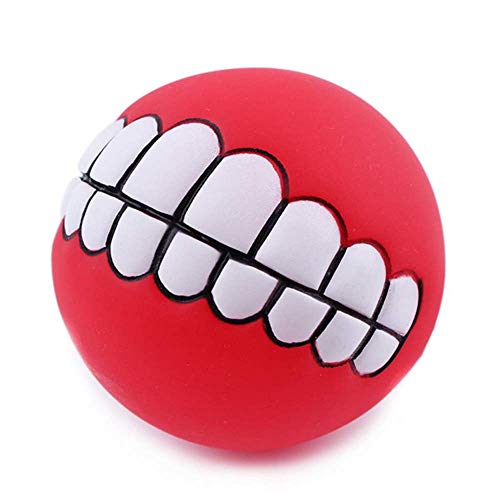 Faneli 7,5 cm Pet Hund Ball Zähne Silikon, Toy Verdickungszahnkugelhaustier klingender Spielzeughundemolaren Spaßhund beißender Spielzeugball (Rot) von Faneli