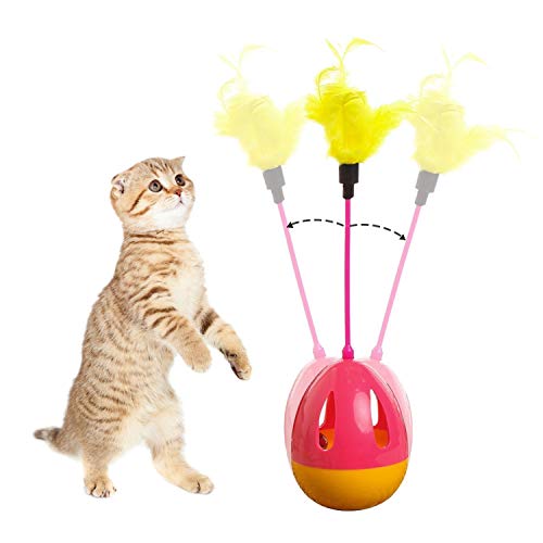 Faneli Katzen Tumbler Spielzeug-Kugeln mit Feder Wands für Kätzchen, Katze Spielzeug Interaktive Feather Tumbler Katzenspielzeug mit Federn von Faneli