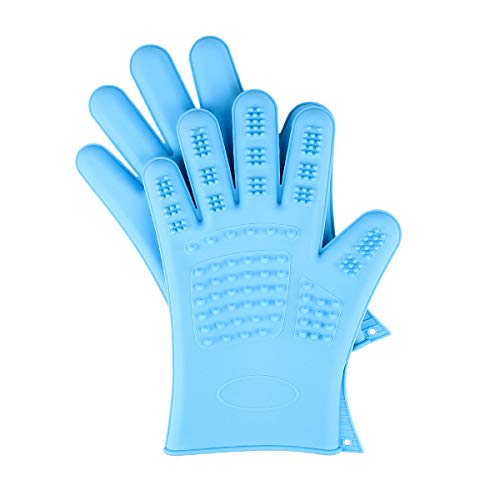 Faneli Pet Grooming Glove Efficient, Schönes Design Pet Slicone Bad professionelle Wasserdichte Haar Massage Handschuhe, Massage-Handschuh Dusche Werkzeug für Hund & Katze 1Pair (blau) von Faneli