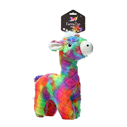 FantaZoo Alpaca - Buntes und recyceltes Hundekuscheltier - sehr robust, weich und langlebig - geeignet für mittelgroße Hunde - L - 32 x 16 cm von FantaZoo