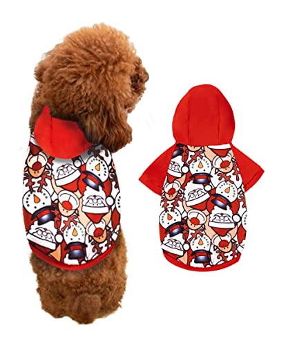 Lustiges Hund Weihnachten Outfits Kostüm Katze Hoodie Cosplay Party Kleidung für kleine Haustiere (Rot, Medium) von Fantasy Era