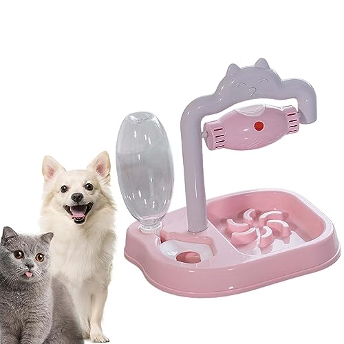 Automatischer Futterspender Für Haustiere + Tränke, Katzenfutter, Katzenfutterspender Und Wasserspender 2 in 1, Leckfutterspender Mit Spielzeug Für Kleine, Mittelgroße Hunde, Welpen, Kätzchen,Pink von Fanyiping