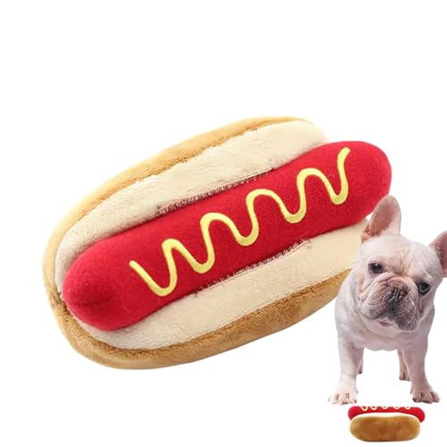 Fanysdsi Hundespielzeug in Lebensmittelform,Hot-Dog-Spielzeug für Hunde | Quietschendes Plüsch-Hundeimitat-Hot-Dog-Kauspielzeug,Kauspielzeug zum Zahnen in leuchtenden Farben für Hunde, Katzen und von Fanysdsi