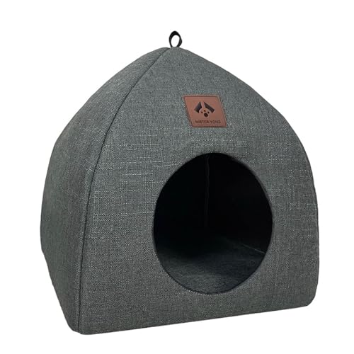 Fanysdsi Kätzchenbetten für Hauskatzen, Katzenbetthaus,2-in-1-Hundehütte für kleine Hunde - Halbgeschlossenes All Seasons kleines Hundenest aus Leinen mit Griffband von Fanysdsi