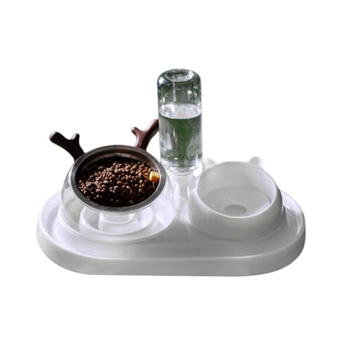 Fanysdsi Katzenfutter- und Wasserspender-Set, Doppelnäpfe für Hunde und Katzen,2-in-1-Set mit automatischen Futternäpfen für Haustiere | Slow Down Eating Cat Feeder Wasserspender, 15° geneigter von Fanysdsi