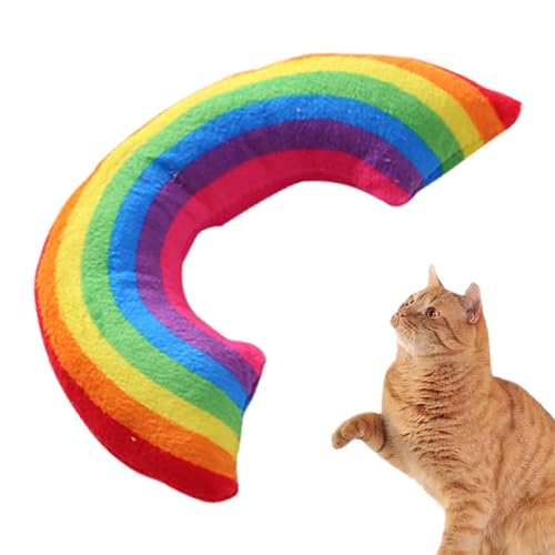 Fanysdsi Katzenspielzeug Katzenminze - Bequemes Regenbogen-Plüschkatzen-Katzenminze-Kissen - Interaktives Katzenspielzeug mit Katzenminze für Katzen und Kätzchen im Innenbereich, fördert die Bewegung von Fanysdsi