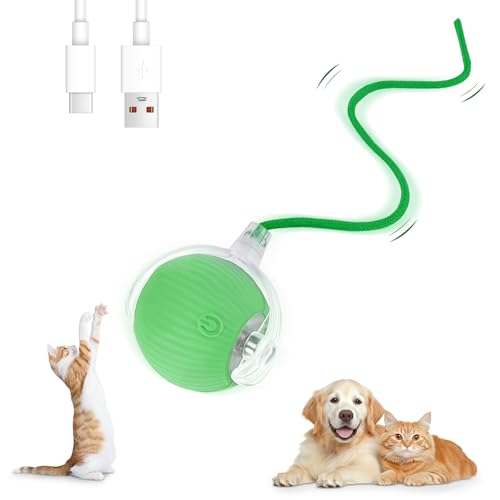 Farerkass Interaktives Katzenspielzeug Ball, Hundespielzeug, Pet Ball, Hundeball Elektrisch, Smart Automatisch Rollender Ball für Katzen und Hunde von Farerkass