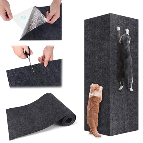 Farerkass Selbstklebende Kratzmatte Katzen, 200 × 40 cm, Selbstklebend Kratzteppich Katze Wand, Diy Kratzbrett Katze, Kletter-Katzenkratzer, Ratzfestes Sofa Kratzmatte Katze, Antikratz für Möbel Couch von Farerkass