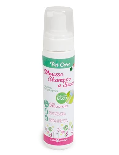 Farm Company Mousse Trockenshampoo für Hunde und Katzen, auch für Welpen geeignet, Duft Talkum, 200 ml von Farm Company