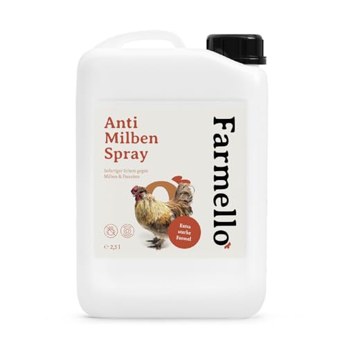 Farmello Anti Milbenspray Hühner 2,5l - Hochwirksamer Sofortschutz gegen Milben & Parasiten als Kontakt- & Umgebungsspray - Zur Vorbeugung & bei akutem Befall von Farmello