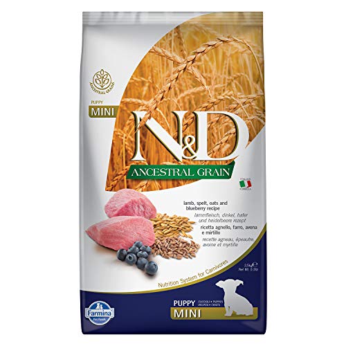 Farmina N&D ANCESTRAL GRAIN Pellets Hundefutter (Trockenfutter, mit hochwertigen Vitaminen und natürliche Antioxidantien, ohne Mais, Zutaten: Lamm, Dinkel, Hafer und Blaubeeren, Portionsgröße: 2,5 kg) von Farmina Natural & Delicious