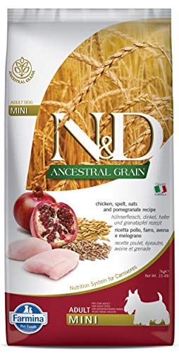 Farmina N&D ANCESTRAL Grain Pellets Hundefutter (Trockenfutter, mit hochwertigen Vitaminen und natürliche Antioxidantien, ohne Mais, Zutaten: Huhn, Dinkel, Hafer und Granatapfel, Portionsgröße: 7 kg) von Farmina Natural & Delicious