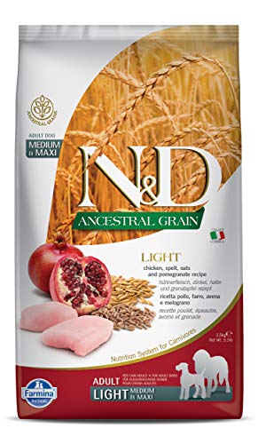 N&D ANCESTRAL Grain Dog Light Chicken, Spelt, Oats and Pomegranate Adult MEDIUM & Maxi 2.5KG von Farmina Pet Foods
