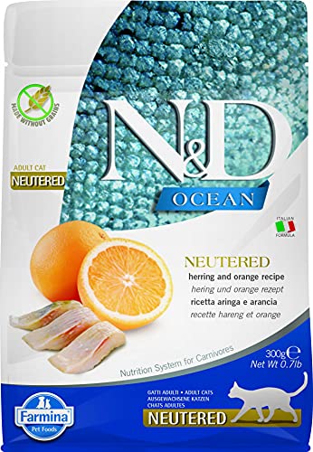 N&D Ocean CAT Hering und ORANGE NEUTERED Adult 300 GR von Farmina Natural & Delicious