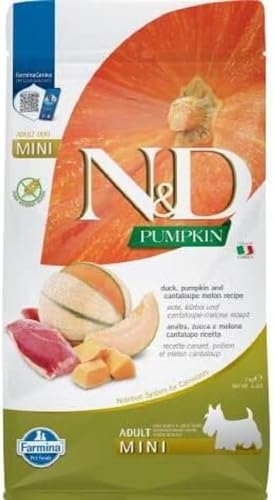 Farmina N&D Pumpkin Adult Mini Pellets Hundefutter (Trockenfutter, mit hochwertigen Vitaminen und natürliche Antioxidantien, ohne Mais, Zutaten: Ente und Melone, Portionsgröße: 2 kg) von Farmina Pet Foods