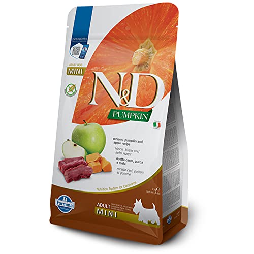 Farmina N&D Pumpkin Adult Mini Pellets Hundefutter (Trockenfutter, mit hochwertigen Vitaminen und natürliche Antioxidantien, ohne Mais, Zutaten: Wildbret, Portionsgröße: 2 kg) von Farmina Natural & Delicious