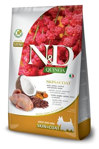 Farmina, N&D Quinoa Skin & Coat, Wachteln, Kokosnuss & Kurkuma, Adult Hund Mini, 7 kg von Farmina Pet Foods