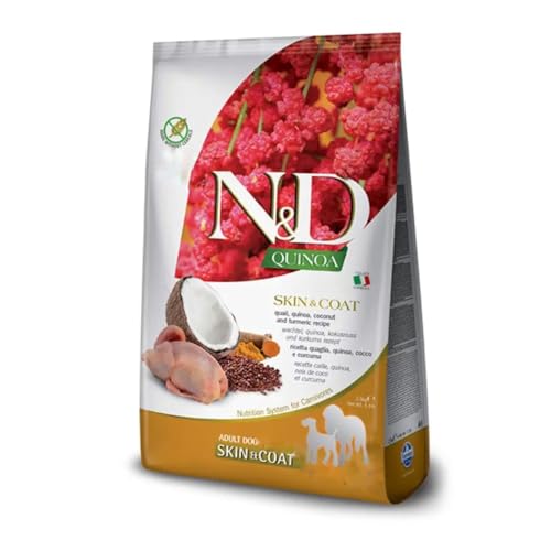 Farmina, N&D Quinoa Skin & Coat, Wachteln, Kokosnuss & Kurkuma, Hund Adult Medium/Maxi, 7 kg von Farmina Pet Foods