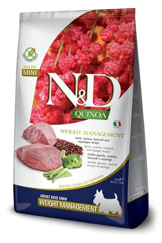 Farmina, N&D Quinoa Weight Management, Lamm, Brokkoli & Spargel, ausgewachsener Hund Mini, 7 kg von Farmina Pet Foods