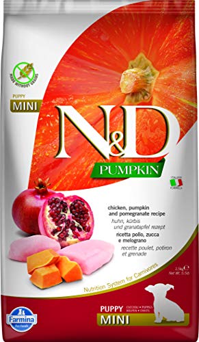 Farmina N&D Pumpkin Puppy Mini Pellets Hundefutter (Trockenfutter, mit hochwertigen Vitaminen und natürliche Antioxidantien, ohne Mais, Zutaten: Huhn und Granatapfel, Portionsgröße: 2,5 kg) von Farmina Pet Foods