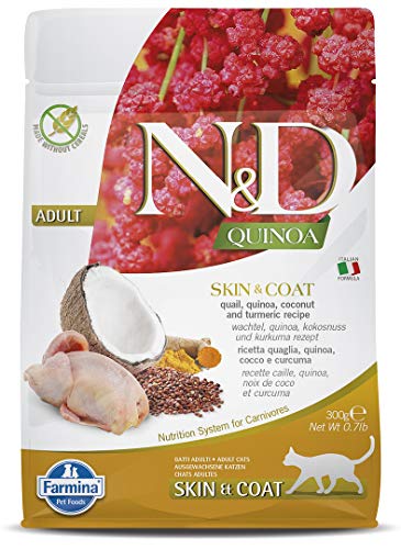 Farmina N&D Quinoa Adult Pellets Katzenfutter(Trockenfutter, mit hochwertigen Vitaminen und natürliche Antioxidantien, ohne Mais, Zutaten: Wachtel und Kokosnuss, Portionsgröße: 300 g) von Farmina Pet Foods