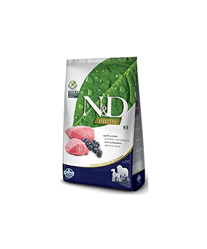 Farmina N&D Prime Adult Medium Pellets Hundefutter (Trockenfutter, mit hochwertigen Vitaminen und natürliche Antioxidantien, ohne Mais, Zutaten: Lamm und Blaubeere, Portionsgröße: 2,5 kg) von Farmina Natural & Delicious