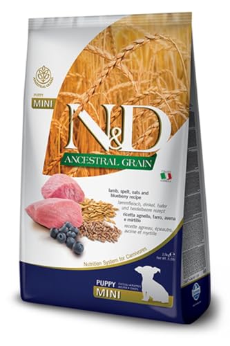 Farmina N&D ANCESTRAL Grain Pellets Hundefutter (Trockenfutter, mit Vitaminen und natürliche Antioxidantien, ohne Mais, Zutaten: Lammfleisch, Dinkel, Hafer und Heidelbeeren, Portionsgröße: 800 g) von Farmina Natural & Delicious