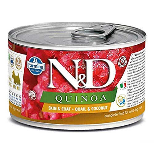 Farmina N&D Quinoa Mini Pastete Hundefutter (Nassfutter, mit hochwertigen Vitaminen und natürliche Antioxidantien, ohne Mais, Zutaten: Wachtel und Kokosnuss, Portionsgröße: 140 g) von N&D(ナチュラル&デリシャス)