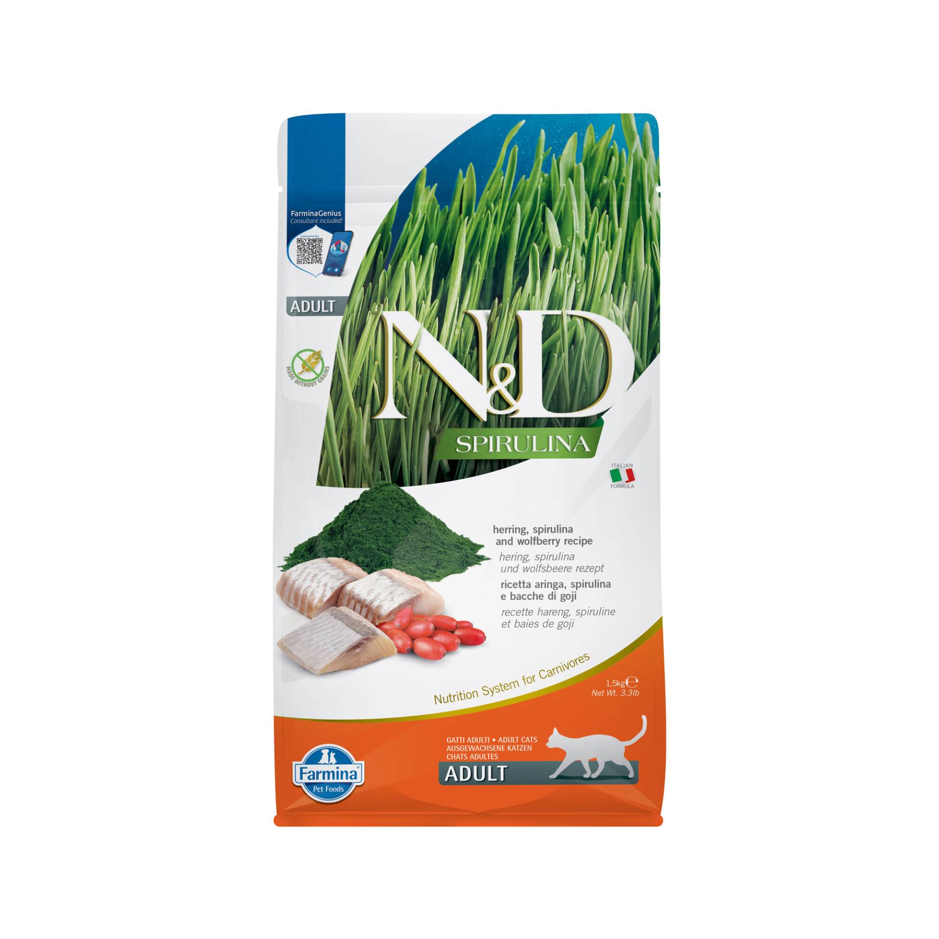 Farmina N&D Spirulina Adult Cat - Hering - 1,5 kg Farmina N&D Spirulina Adult Cat - Hering - 1,5 kg von Farmina