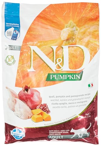 Farmina N&D Pumpkin Pellets Katzenfutter(Trockenfutter, mit hochwertigen Vitaminen und natürliche Antioxidantien, ohne Mais, Zutaten: Wachtel, Portionsgröße: 5 kg) von Farmina Natural & Delicious