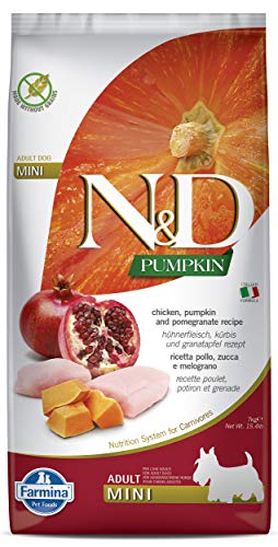 Farmina N&D Pumpkin Adult Mini Pellets Hundefutter (Trockenfutter, mit hochwertigen Vitaminen und natürliche Antioxidantien, ohne Mais, Zutaten: Huhn und Granatapfel, Portionsgröße: 7 kg) von Farmina Pet Foods