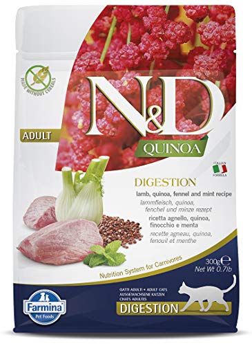 Farmina N&D Quinoa Adult Pellets Katzenfutter(Trockenfutter, mit hochwertigen Vitaminen und natürliche Antioxidantien, ohne Mais, Zutaten: Lamm und Fenchel, Portionsgröße: 300 g) von Farmina Pet Foods