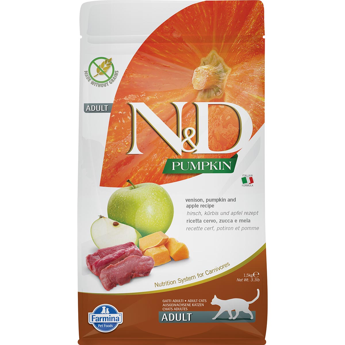 N&D Cat Pumpkin Adult mit Hirsch, Kürbis & Apfel 1,5kg von Farmina