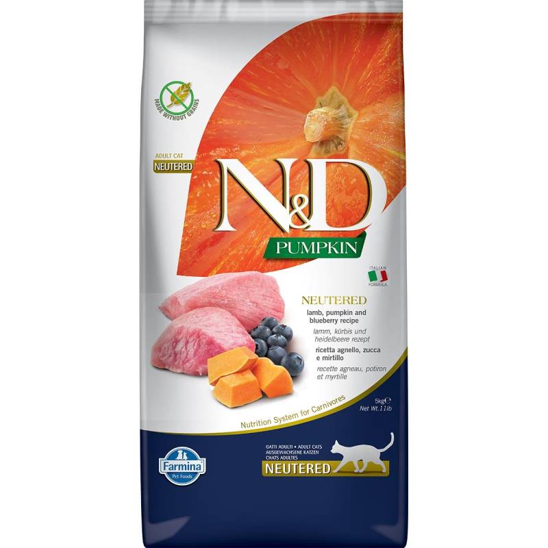 N&D Cat Pumpkin Lamm, Kürbis & Heidelbeere für kastrierte Katzen 5kg von Farmina