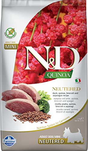 Farmina N&D Quinoa Adult Mini Pellets Hundefutter (Trockenfutter, mit hochwertigen Vitaminen und natürliche Antioxidantien, ohne Mais, Zutaten: Ente, Brokkoli und Spargel, Portionsgröße: 2,5 kg) von Farmina